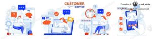 مجموعه کاراکتر های مرتبط با خدمات پس از فروش و پشتیبانی مشتریان