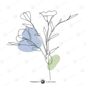 لاین آرت گل زیبای آبی
