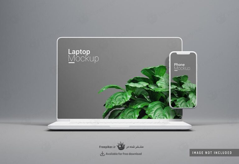 موکاپ گوشی و لپ تاپ اپل از نمای جلو