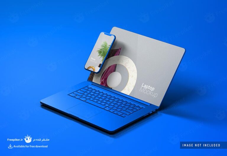 موکاپ مک بوک آبی کروم