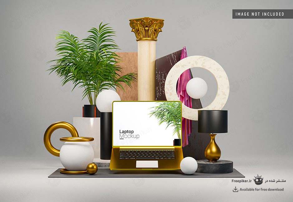 موکاپ مک بوک طلایی همراه با دیزاین