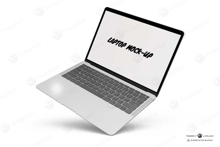 موکاپ لپ تاپ مک اپل از نمای کناری