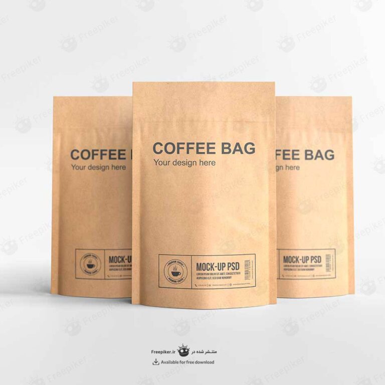 موکاپ بسته های زیپ کیپ قهوه کنار هم