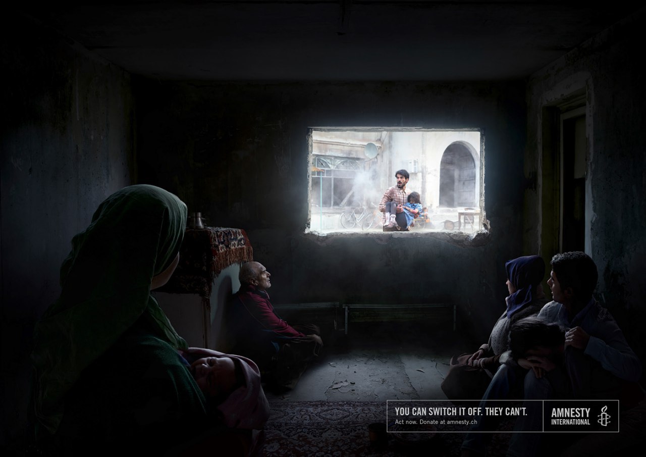 کمپین تبلیغاتی سازمان عفو بین‌الملل به مردم جنگ زده