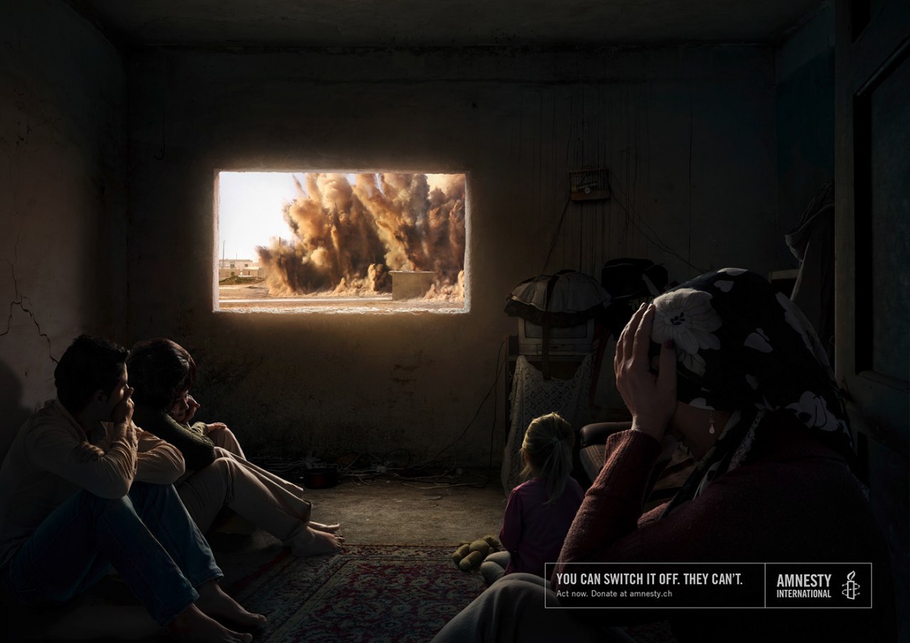 کمپین تبلیغاتی سازمان عفو بین‌الملل به مردم جنگ زده
