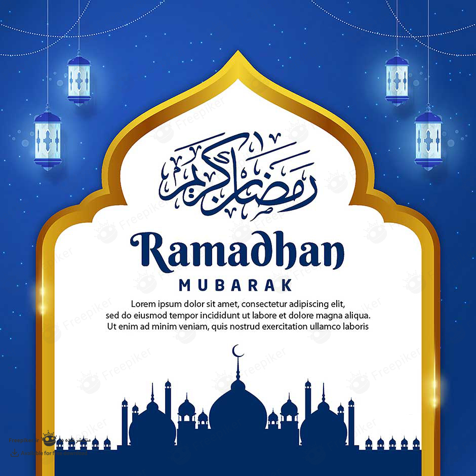 پست اینستاگرام تبریک ماه رمضان و عید با تم رنگی سرمه ای و طلایی جذاب