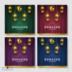 پکیج 4 عددی پست اینستاگرام مناسب استفاده برای ماه رمضان با آیتم های فانوس