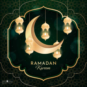 وکتور ماه و ستاره و فانوس های طلایی جذاب و خاص برای استفاده در پست های ماه رمضان