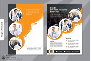 طرح لایه باز ایلاستریتور تراکت مینیمال بیزینسی عکس دار با رنگ نارنجی برای کسب و کارهای مختلف