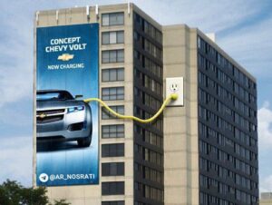 بیلبورد تبلیغاتی خودروی الکتریکی شورلت ولت