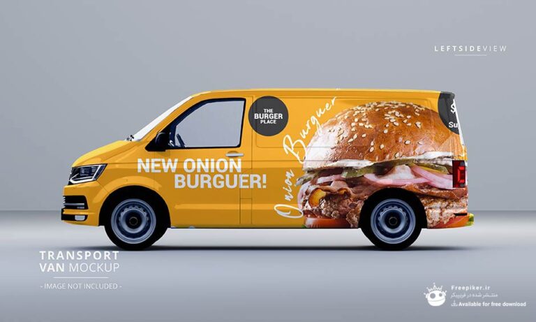 موکاپ بدنه ماشین و ون از نمای کناری