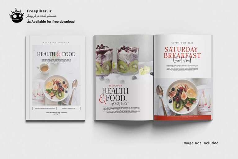 موکاپ جلد رو و صفحات داخلی مجله آشپزی