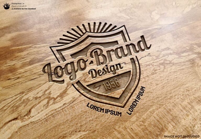 موکاپ لوگو روی تخته چوبی با کیفیت بالا