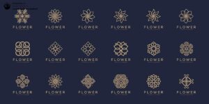 مجموعه 18 عددی لوگوهای خلاقانه با طرح گل مخصوص سالن های زیبایی و گل فروشی ها