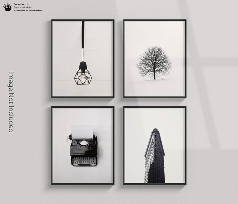 موکاپ 4 عدد قاب عکس مینیمال کنار هم