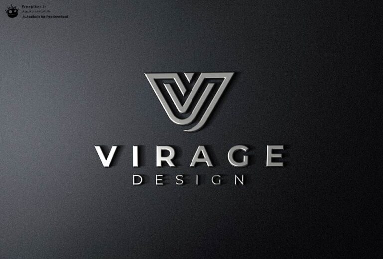 موکاپ سه بعدی لوگو با رنگ کرومی