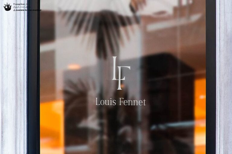 موکاپ لوگو روی شیشه شرکت لاکچری