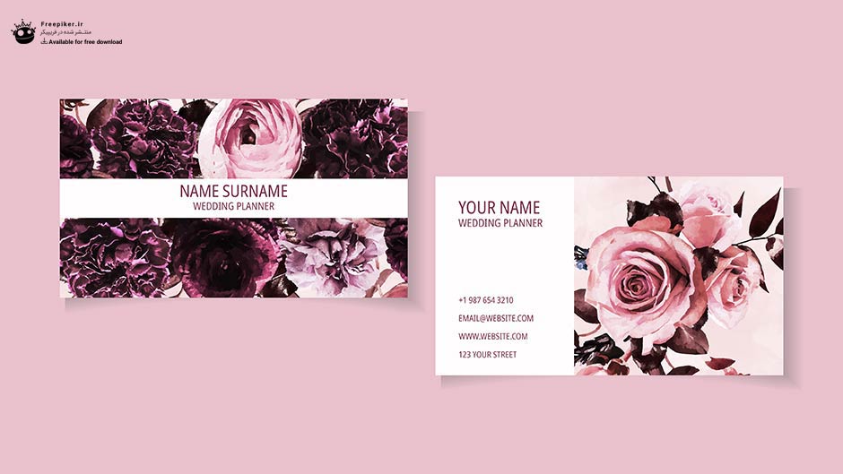 کارت ویزیت مخصوص گل فروشی با تم گل های رز زیبا و جذاب