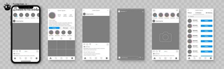موکاپ کامل صفحات اینستاگرام شامل پست و استوری