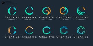 مجموعه 10 عددی لوگو آماده مینیمال و خلاقانه از حرف C انگلیسی