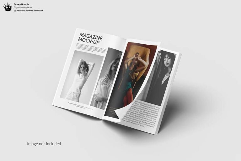 موکاپ صفحات داخلی مجله از نمای کناری
