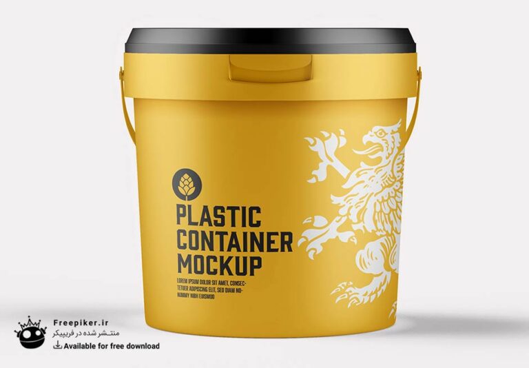 موکاپ سطل ماست و رنگ در بکگراند روشن