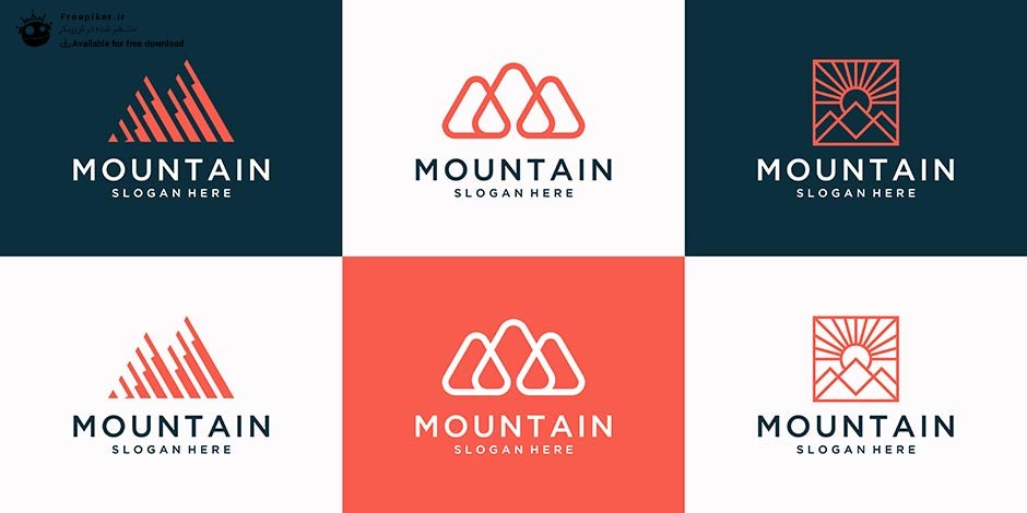 مجموعه 6 عددی لوگوی خطی و مینیمال با طرح کوه