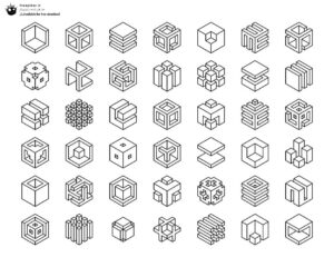 مجموعه 42 عددی لوگو مینیمال و خلاقانه و آماده با طرح مکعب مربع