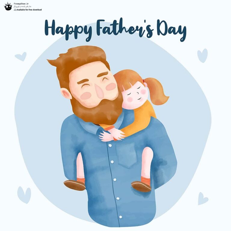 وکتور طراحی آبرنگی پدر و دختر بچه برای روز پدر