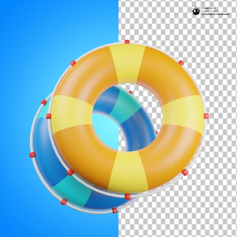 فایل سه بعدی تیوب نجات استخر زرد و آبی برای طرح های تابستانی