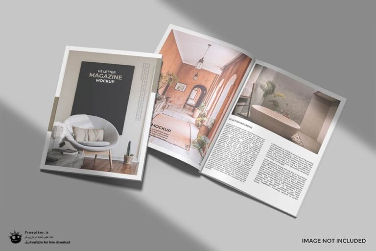 موکاپ جلد مجله و صفحات داخلی زیر سیه