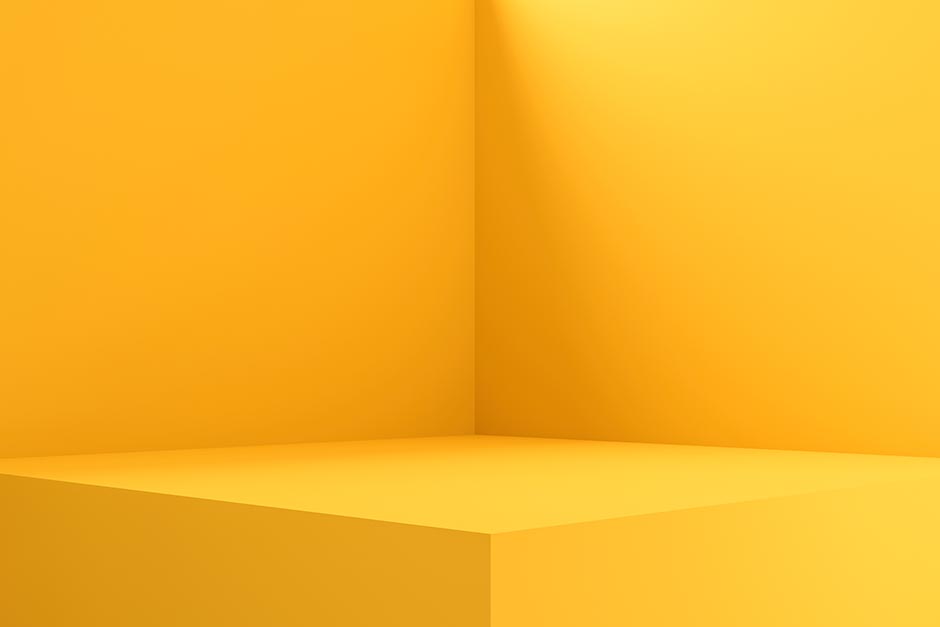 سکوی سه بعدی خلاقانه و مینیمال نمایش محصول به رنگ زرد