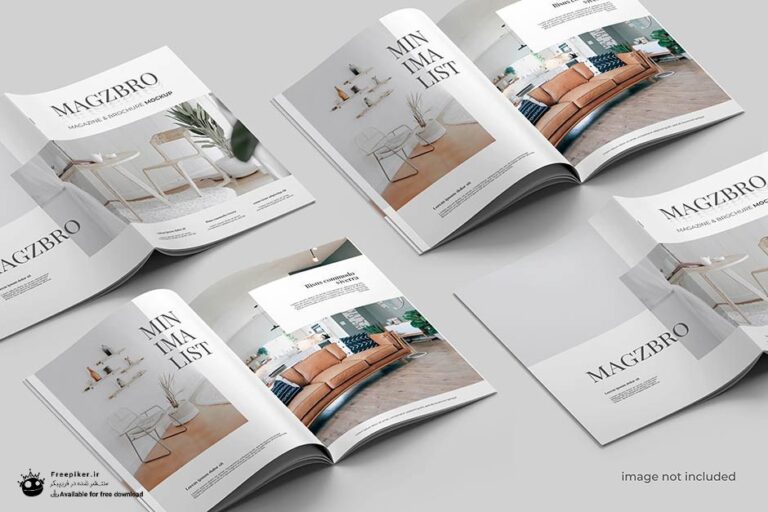 موکاپ مجلات باز شده کنار همدیگر