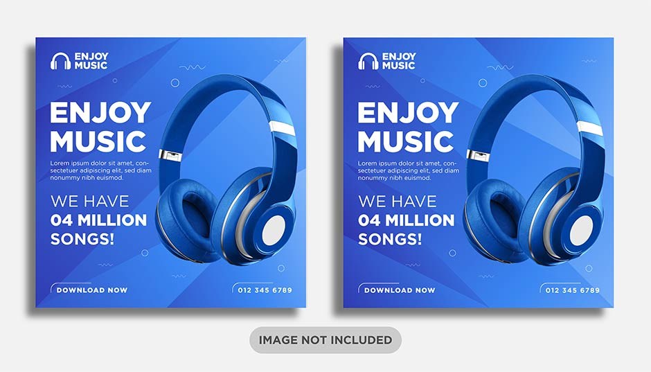 قالب اینستاگرام فروش محصولات موسیقی با تم رنگی مدرن و جذاب