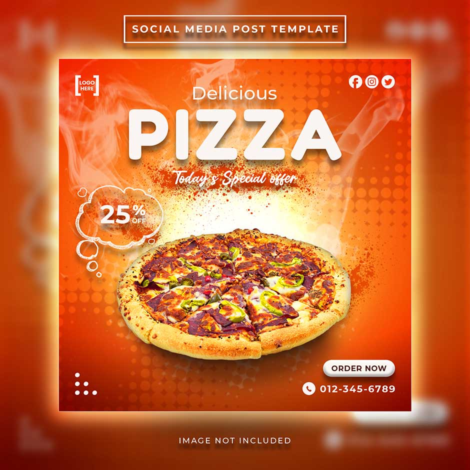 قالب اینستاگرام فروش غذا و فست فود مناسب پیج های فست فود با عکس پیتزا