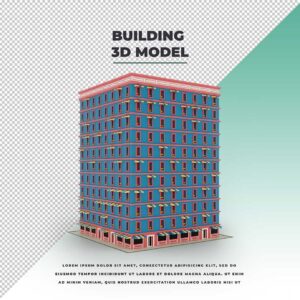 قالب اینستاگرام پست مدل سه بعدی ساختمان و برج چند طبقه