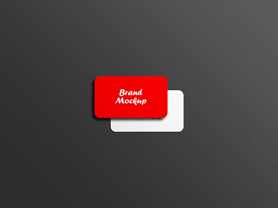 موکاپ کارت ویزیت قرمز در صفحه طوسی