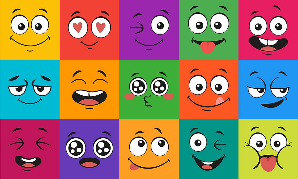 مجموعه کاراکترهای کارتونی بامزه در 15 حالت مختلف با رنگ های متنوع