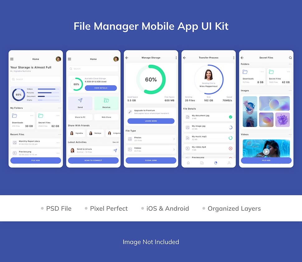 کیت طراحی اپلیکیشن مدیریت فایل های گوشی file manager