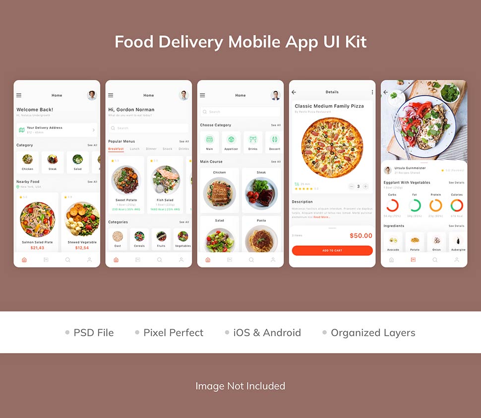 کیت طراحی اپلیکیشن سفارش غذا همراه با عکس