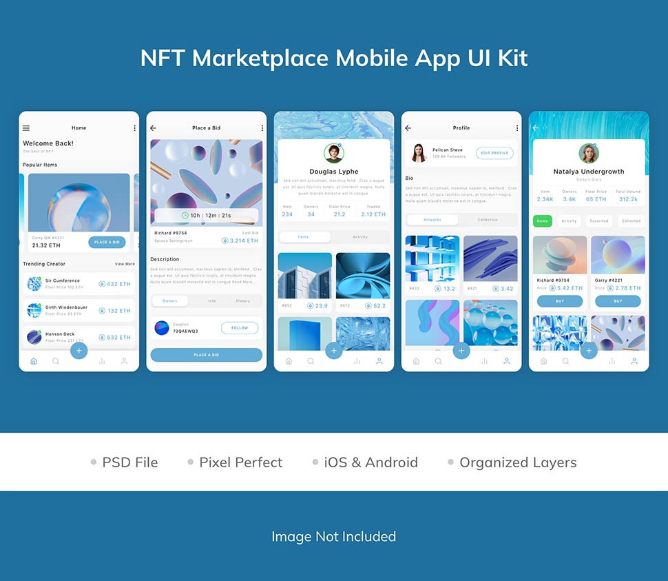 کیت طراحی اپلیکیشن بازار آنلاین NFT