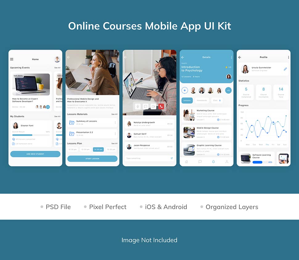 کیت طراحی اپلیکیشن آموزش مجازی و آنلاین