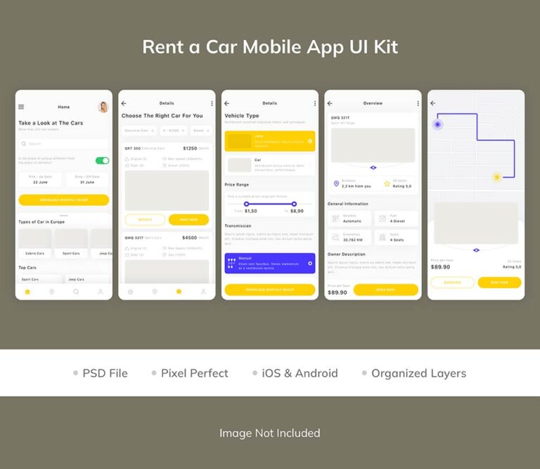 کیت طراحی اپلیکیشن اجاره ماشین و خودرو