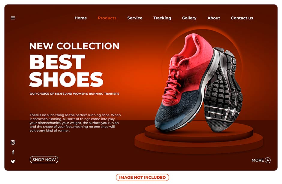 لندینگ پیج سایت فروش کفش های ورزشی