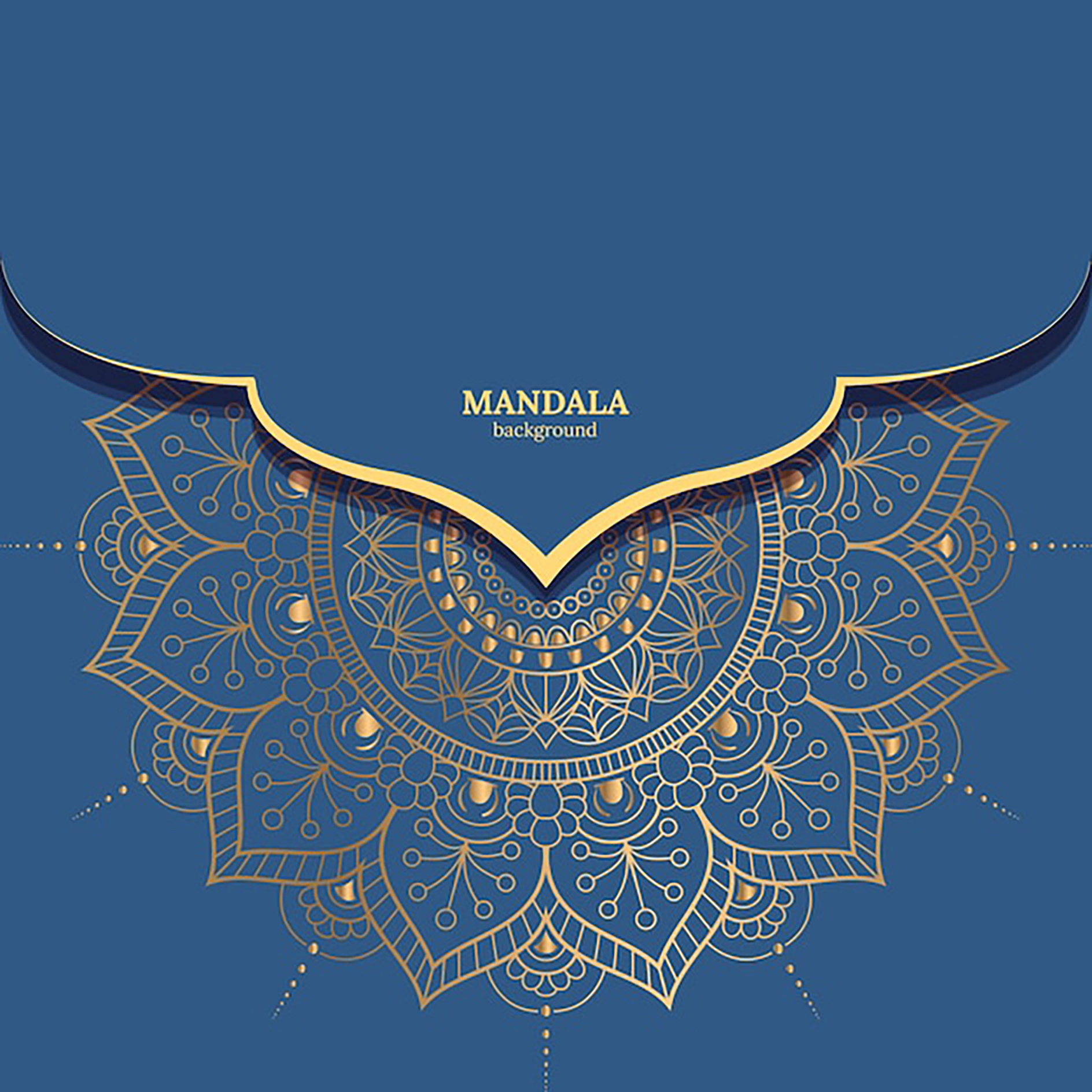 وکتور ماندالا با رنگ آبی طلایی