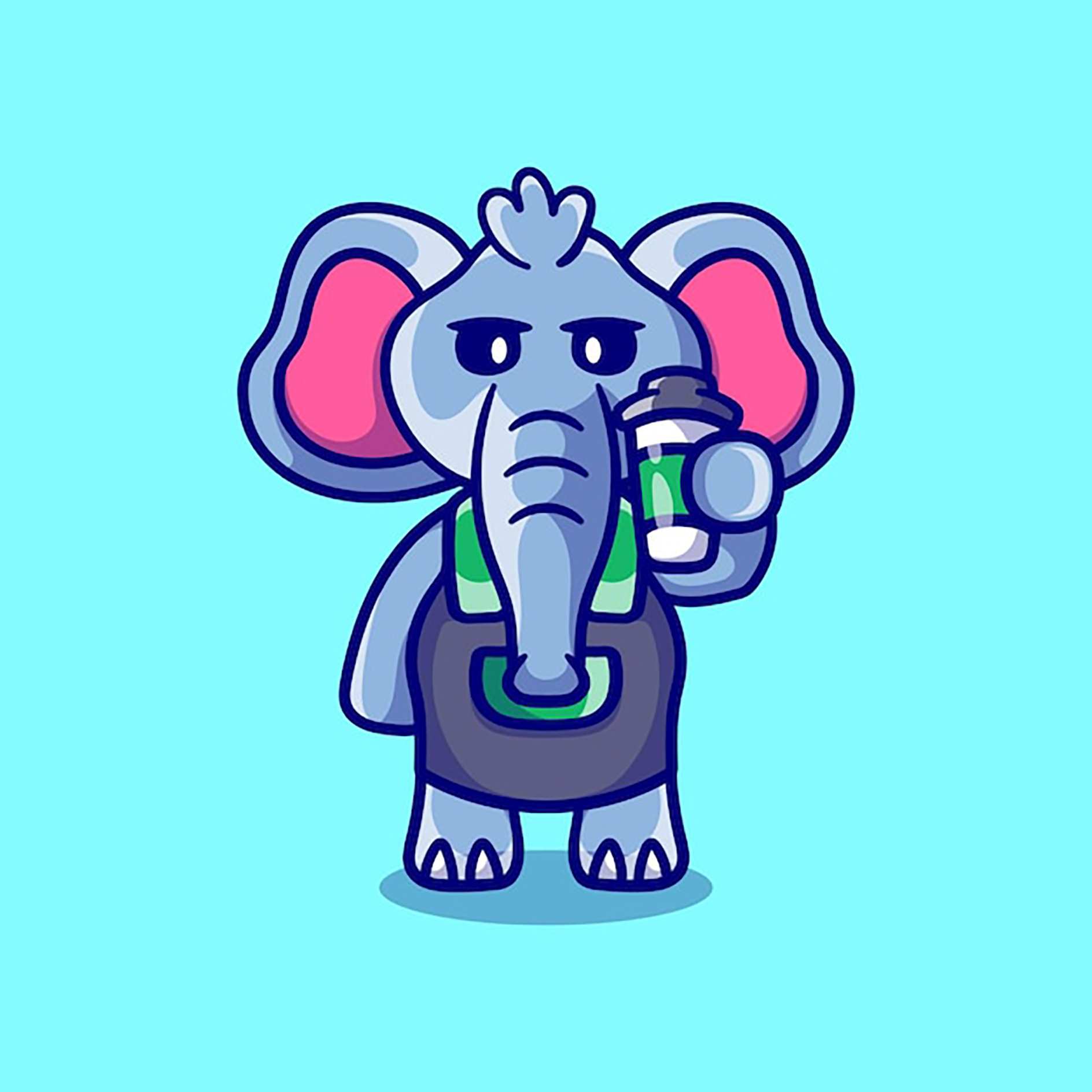 وکتور کارتونی فیل با رنگ های شاد