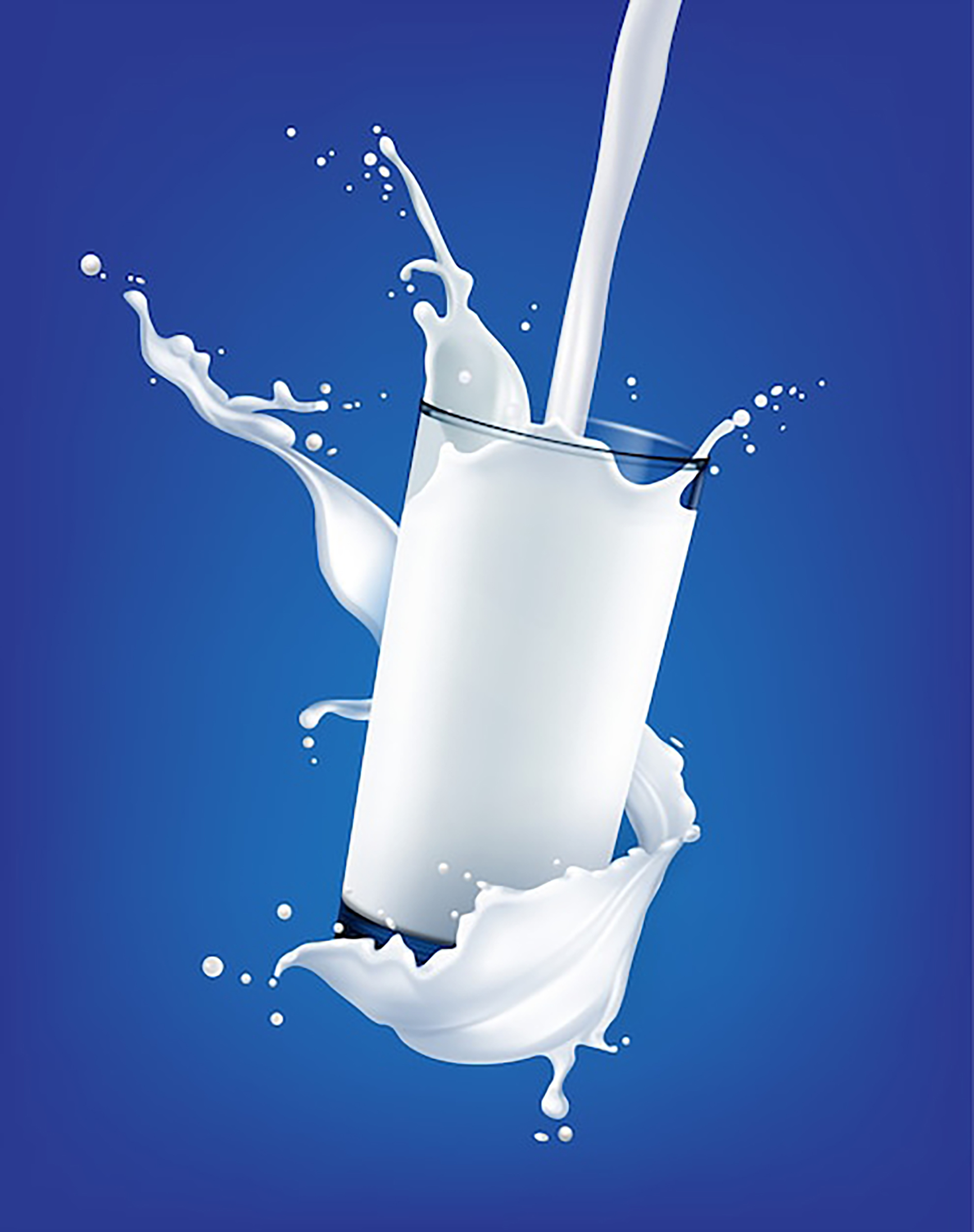 وکتور لیوان شیر به صورت تبلیغاتی در بکگراند آبی