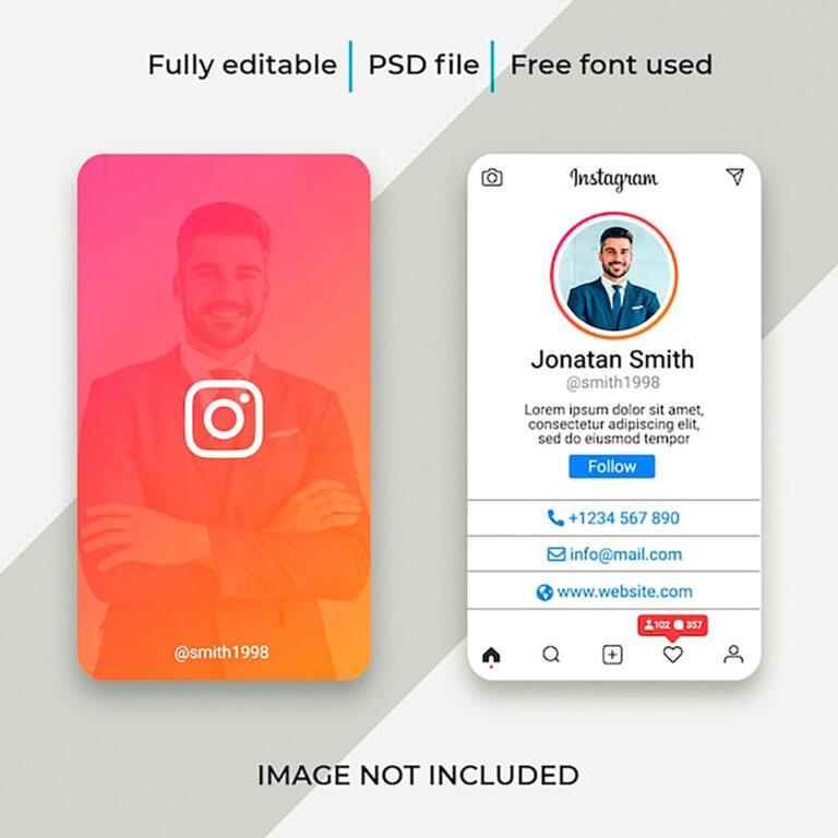 موکاپ و قالب کارت ویزیت مشخصات اینستاگرام
