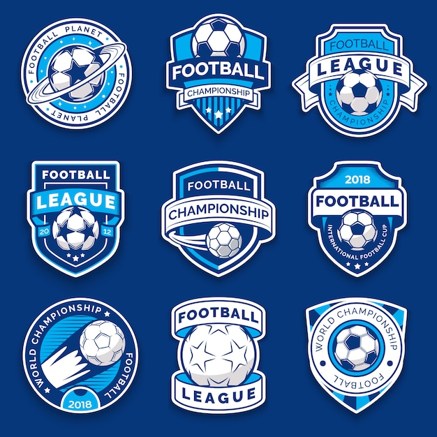 پکیج لوگوی فوتبالی با رنگ سفید آبی