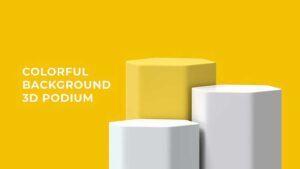 سه بعدی سکوی نمایش محصول با رنگ زرد